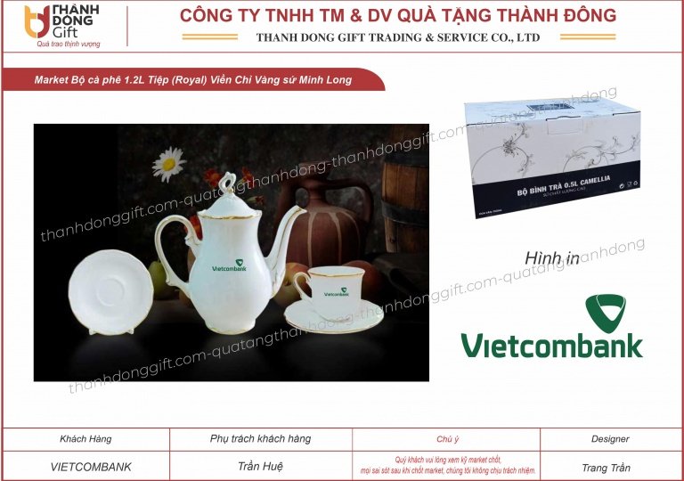 bộ cà phê 1.2l viền chỉ vàng sứ minh long - vietcombank