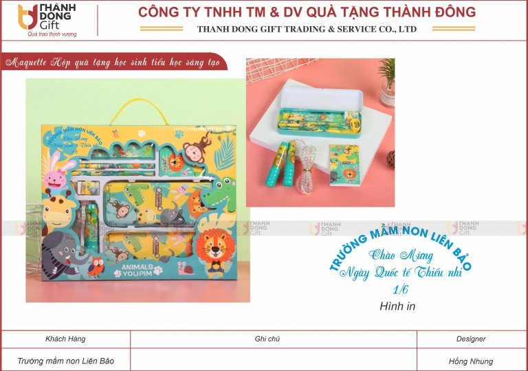 Bộ đồ dùng học tập cho trẻ em - Trường mầm non Liên Bảo