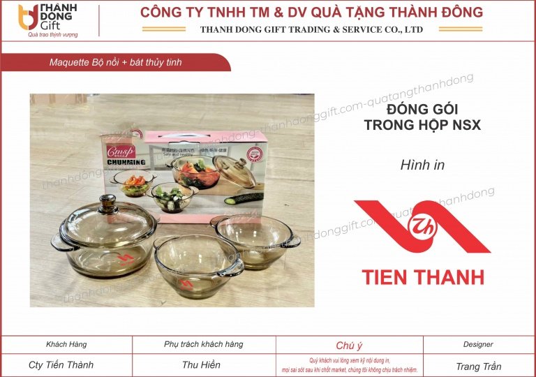 Bộ nồi thủy tinh đựng thức ăn có nắp - Tiến Thành