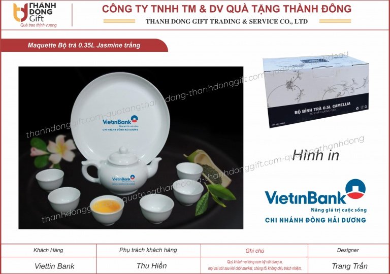 bộ trà 0.35l minh long jasmine - vietinbank chi nhánh đông hải dương