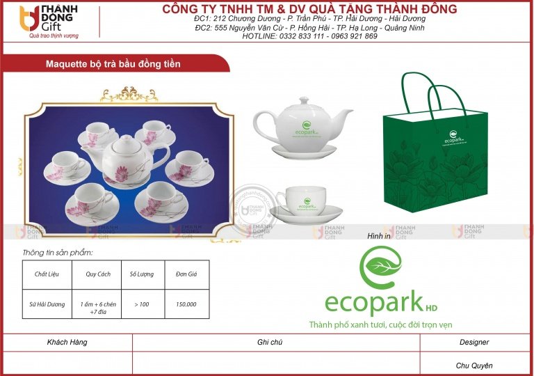 Bộ trà bầu đồng tiền - Ecopark