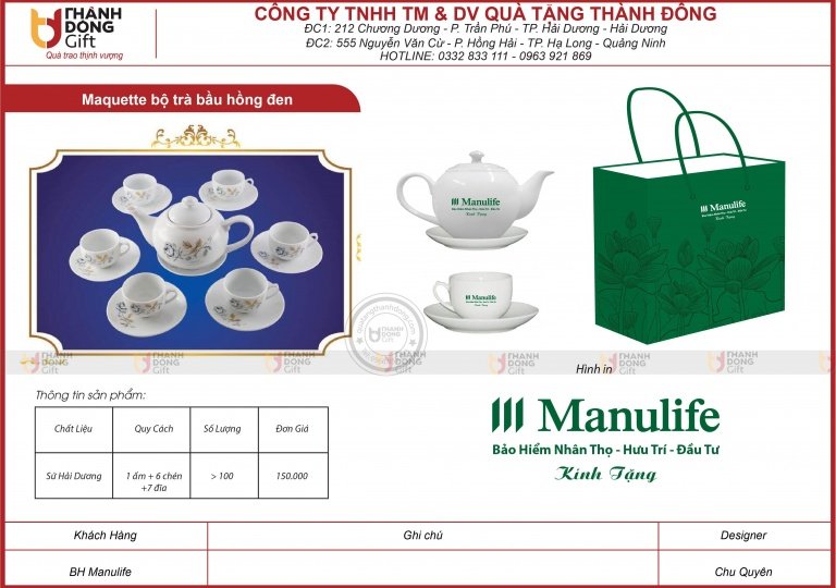 Bộ trà bầu hồng đen - Manulife