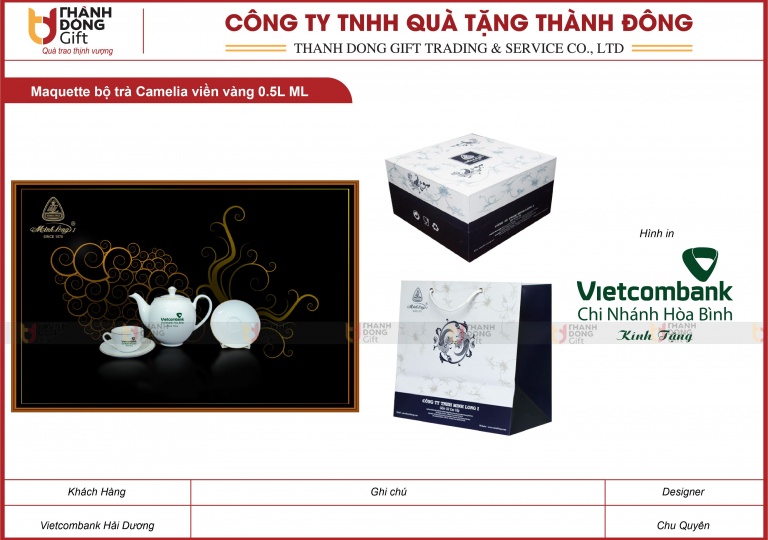 Bộ Trà Camelia Viền Vàng 0.5L - Vietcombank Hải Dương