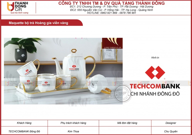 Bộ trà hoàng gia viền vàng - TECHCOMBANK chi nhánh ĐÔNG ĐÔ