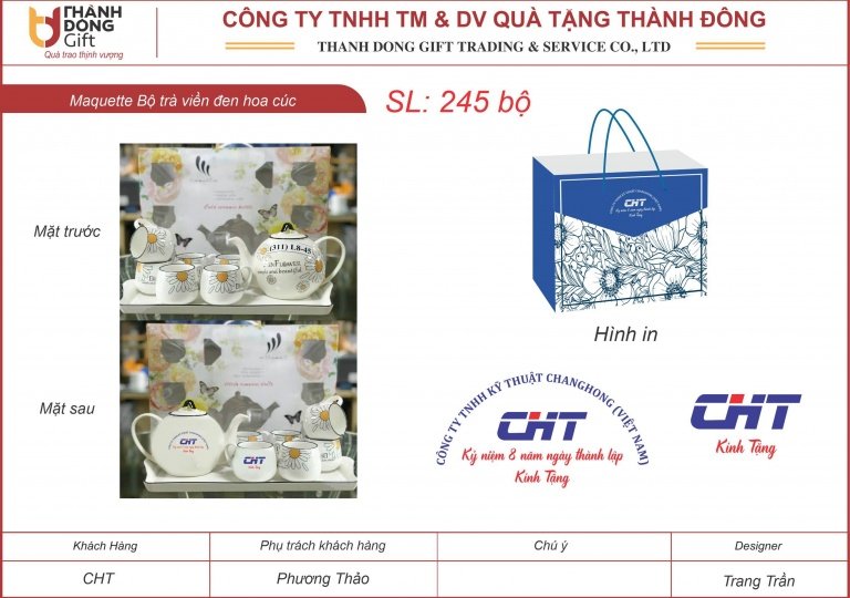 bộ trà khay hoa cúc - công ty cht