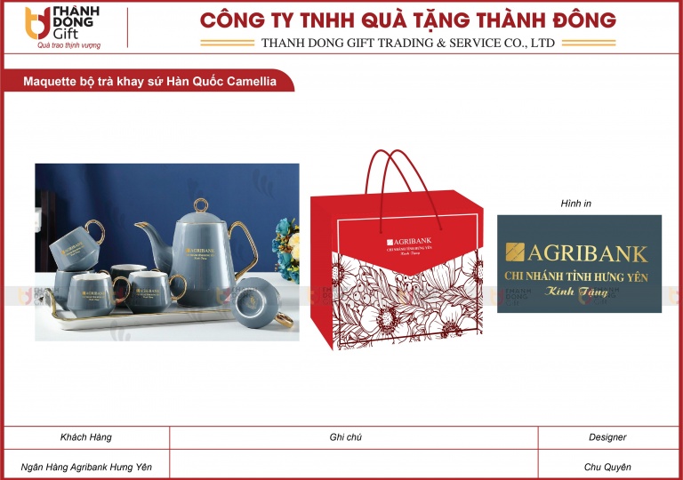 Bộ Trà Khay Sứ Hàn Quốc - Agribank Hưng Yên