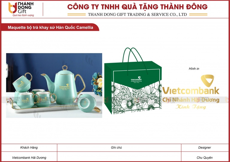 Bộ Trà Khay Sứ Hàn Quốc - Vietcombank Hải Dương