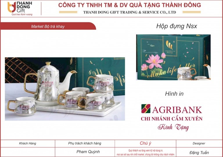 bộ trà khay vân đá - agribank chi nhánh cẩm xuyên