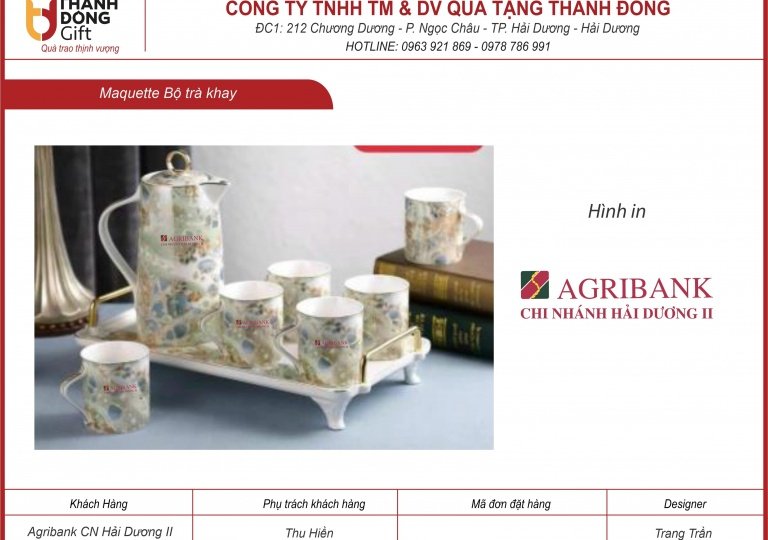 bộ trà khay vân đá - agribank chi nhánh hải dương ii