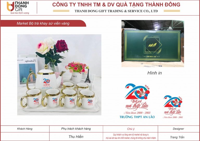 bộ trà khay viền vàng - 20 năm thpt an lão