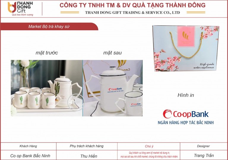 bộ trà khay xương rồng - co-op bank bắc ninh