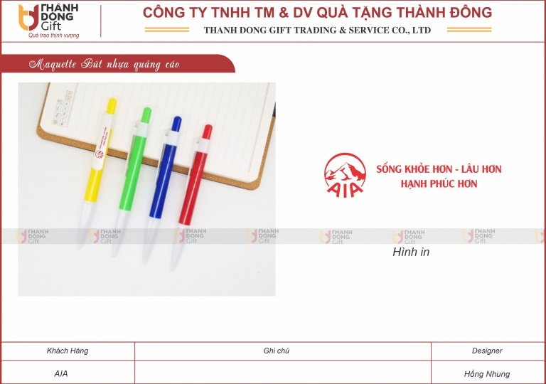 Bút Nhựa Quảng Cáo - AIA