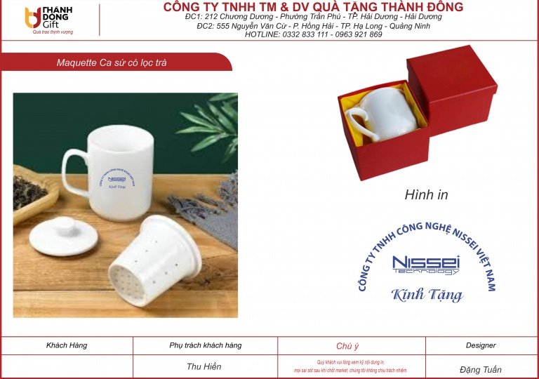 ca sứ bát tràng có lõi lọc trà - nissei