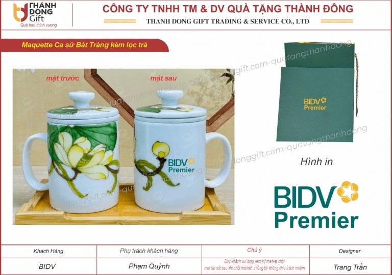 Ca sứ Bát Tràng có nắp kèm lõi lọc trà - BIDV Premier