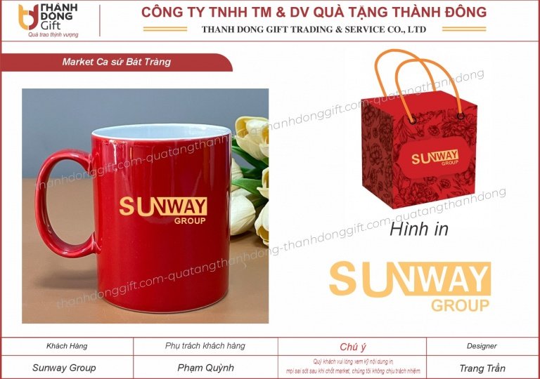 Ca sứ Bát Tràng dáng C màu đỏ - Sunway group