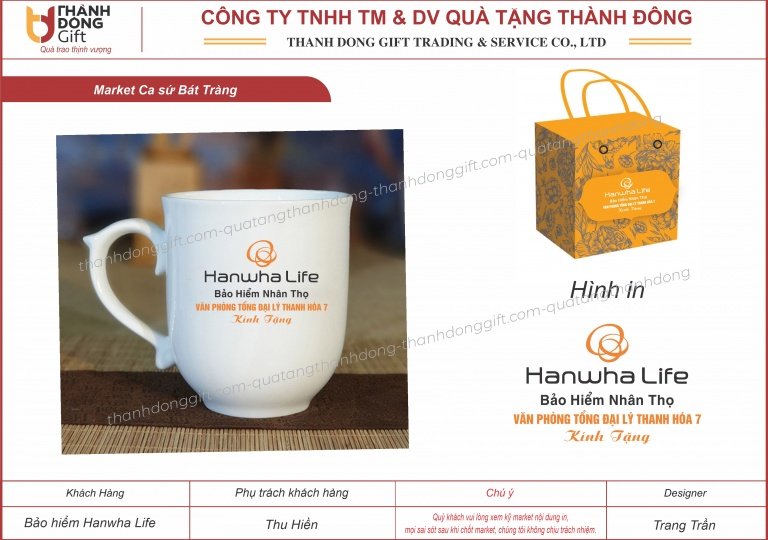 Ca sứ Bát Tràng dáng mẫu đơn - Bảo hiểm Hanwhalife