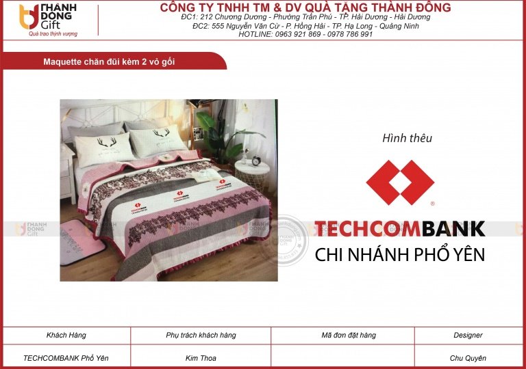 Chăn đũi kèm 2 vỏ gối - TECHCOMBANK chi nhánh PHỔ YÊN