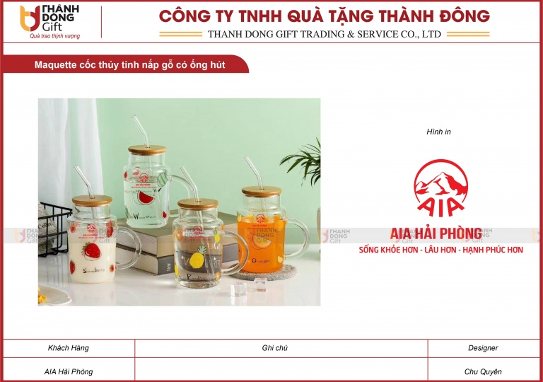 Cốc Thủy Tinh Nắp Gỗ - AIA Hải Phòng