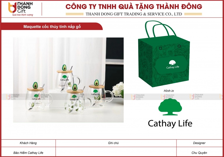 Cốc Thủy Tinh Nắp Gỗ - Cathay Life