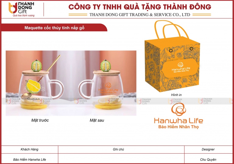 Cốc Thủy Tinh Nắp Gỗ - Hanwha Life