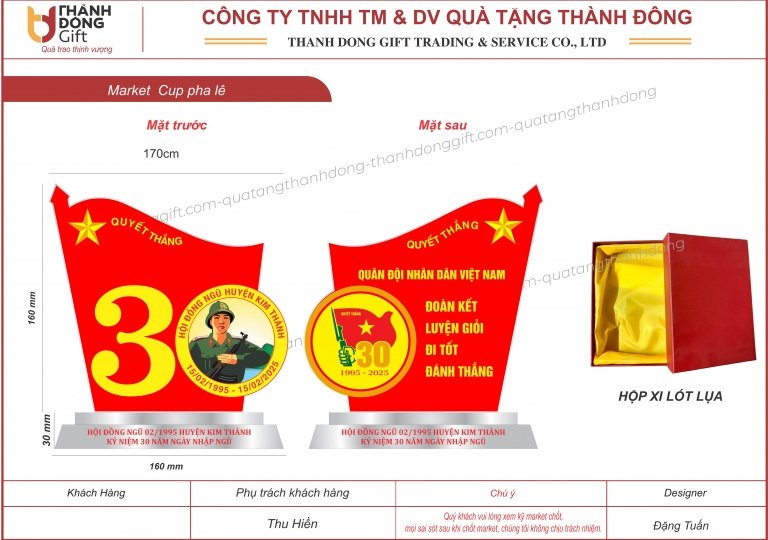Cúp pha lê lưu niệm - Hội đồng ngũ huyện Kim Thành