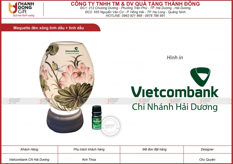 Đèn xông tinh dầu + tinh dầu – VIETCOMBANK chi nhánh HẢI DƯƠNG