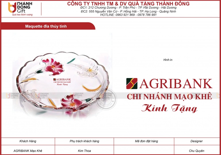 Đĩa thuỷ tinh – AGRIBANK chi nhánh MẠO KHÊ