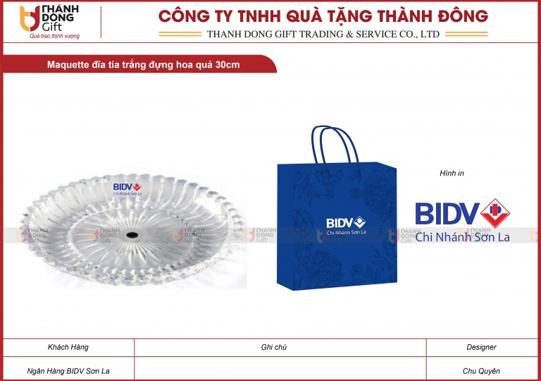 Đĩa Tia Trắng Đựng Hoa Quả 30cm - BIDV Sơn La