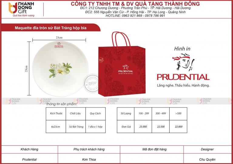 ĐĨA TRÒN SỨ BÁT TRÀNG - PRUDENTIAL