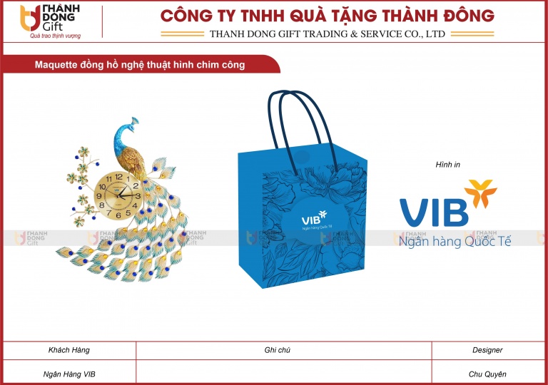 Đồng Hồ Nghệ Thuật Hình Chim Công - Ngân Hàng VIB