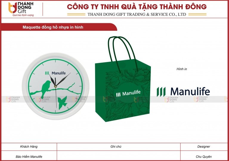 Đông Hồ Nhựa In Hình - Bảo Hiểm Manulife