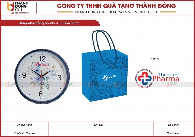 Đồng Hồ Nhựa In Hoa 30cm - Thuốc Tốt Pharma