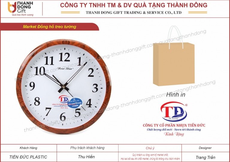 Đồng hồ treo tường - Công ty nhựa Tiến Đức