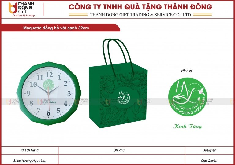 Đồng Hồ Vát Cạnh 32cm - Shop Hương Ngọc Lan