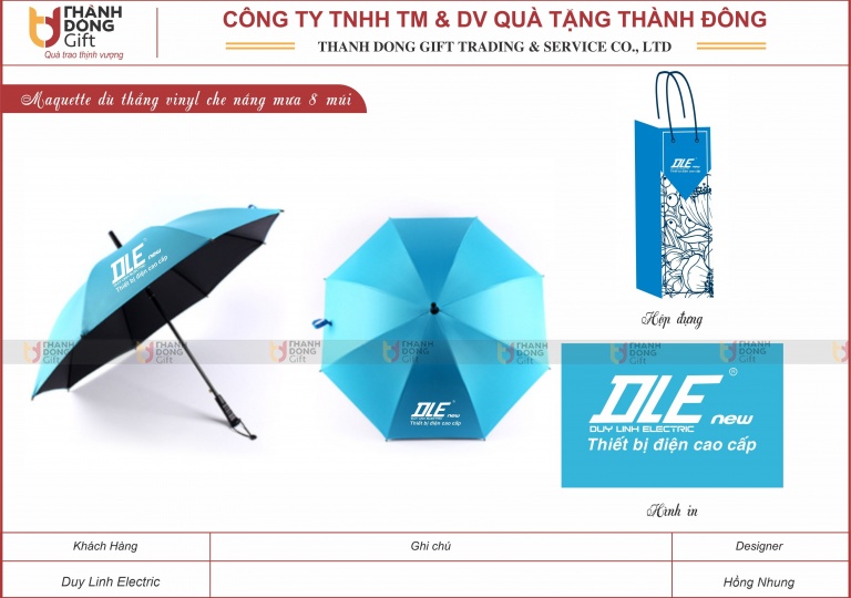 Dù thẳng vinyl che nắng mưa 8 múi - Duy Linh Electric