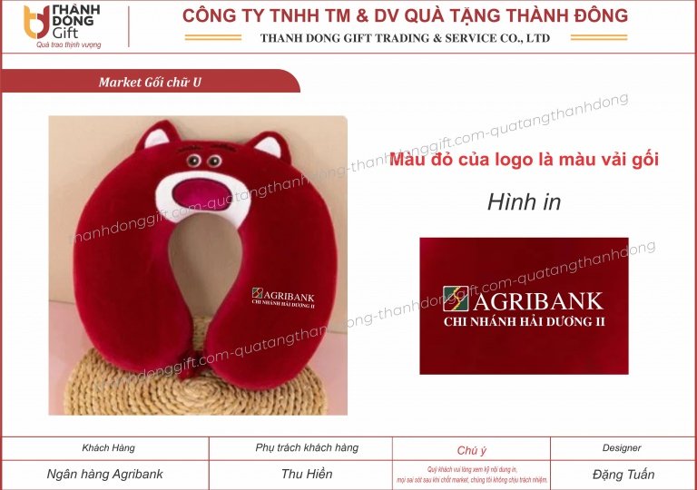 Gối chữ U quà tặng trẻ em 1/6 - Agribank chi nhánh Hải Dương II