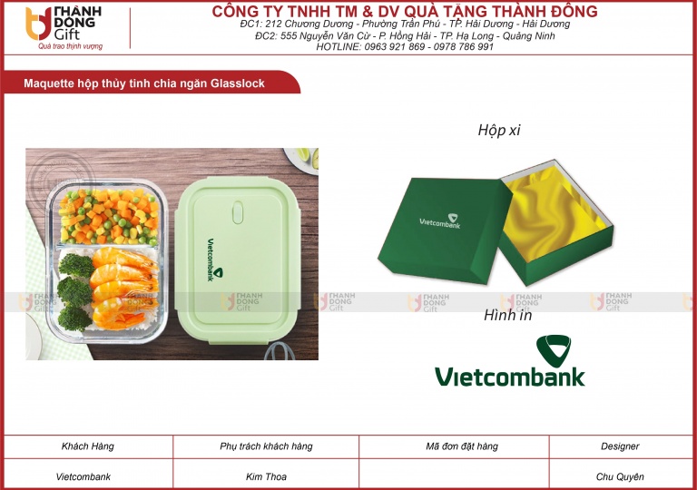 Hộp thuỷ tinh chia ngăn Glasslock – VIETCOMBANK