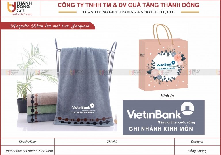 Khăn lau mặt trơn Jacquard - Vietinbank