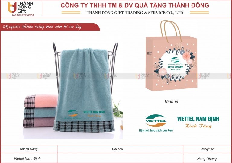 Khăn vuông kẻ sọc dày - Viettel Nam Định