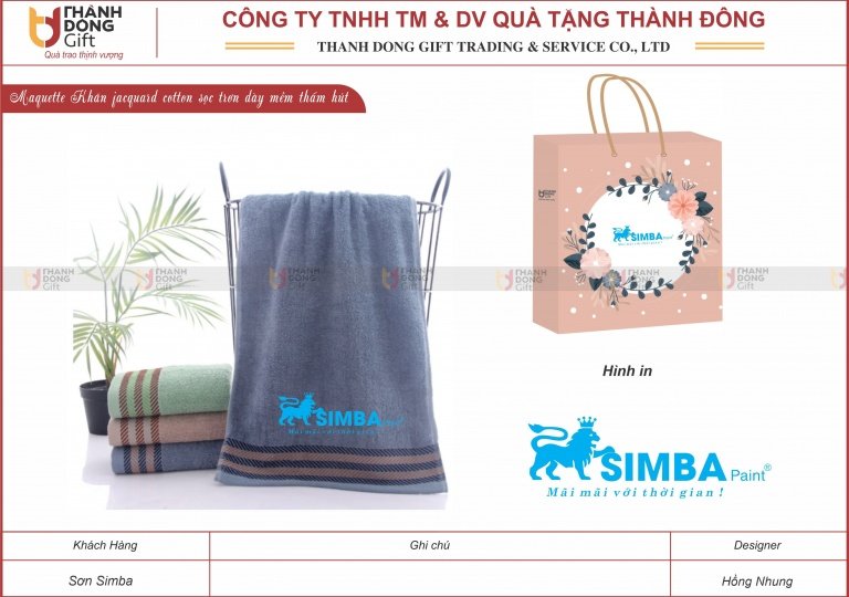 Khăn jacquard cotton sọc trơn - Simba paint