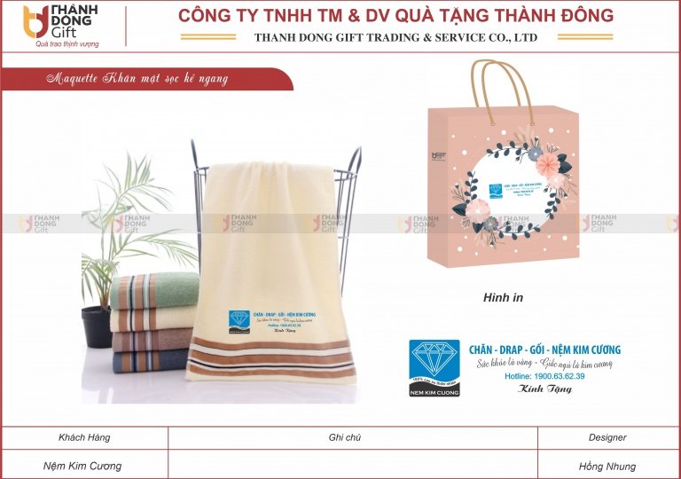 Khăn mặt sọc kẻ ngang - Nệm Kim Cương