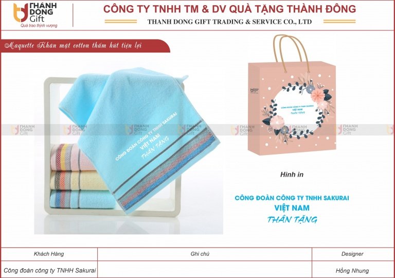 Khăn mặt cotton - Công đoàn công ty TNHH Sakurai