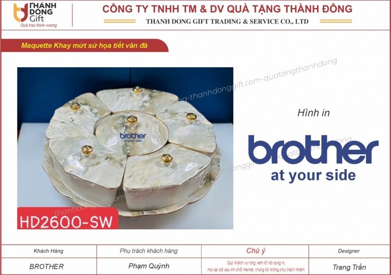 khay mứt sứ họa tiết vân đá - brother