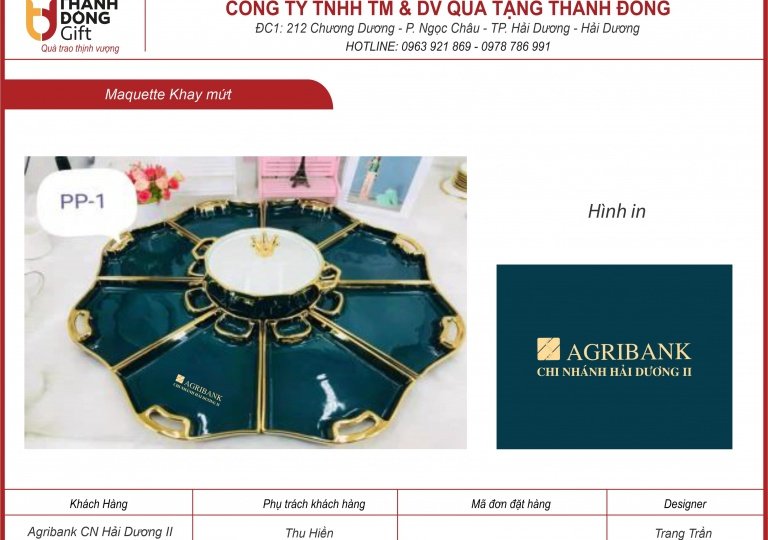 khay mứt sứ men xanh viền vàng - agribank chi nhánh hải dương 2