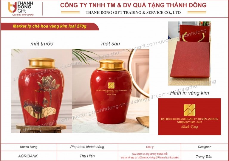 Lọ chè sứ Bát Tràng - Agribank Anh Sơn
