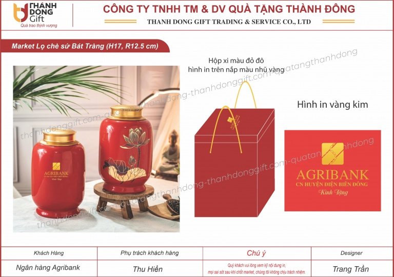 Lọ chè sứ Bát Tràng - Agribank điện biên đông