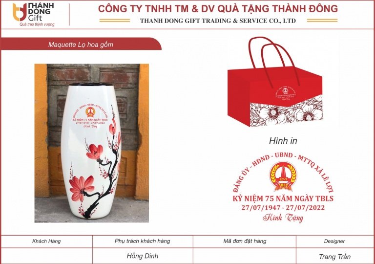 lọ hoa bát tràng - quà tặng kỷ niệm ngày thương binh liệt sĩ xã lê lợi