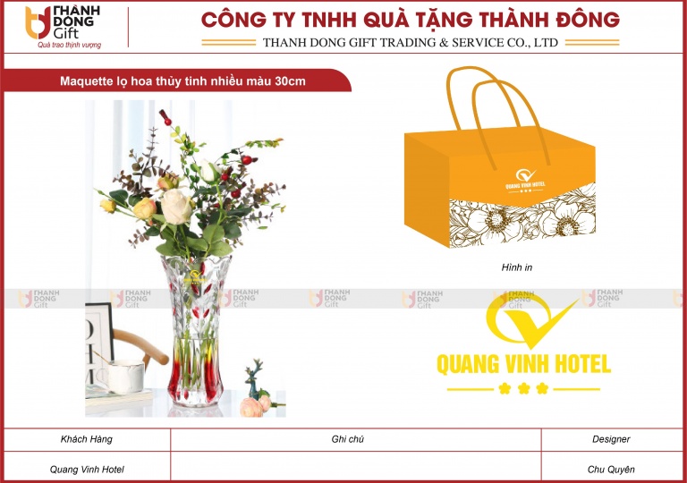 Lọ Hoa Thủy Tinh Nhiều Màu 30cm - Quang Vinh Hotel