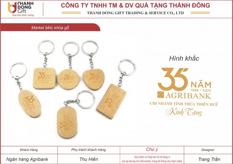 Móc khóa gỗ - Agribank Huế