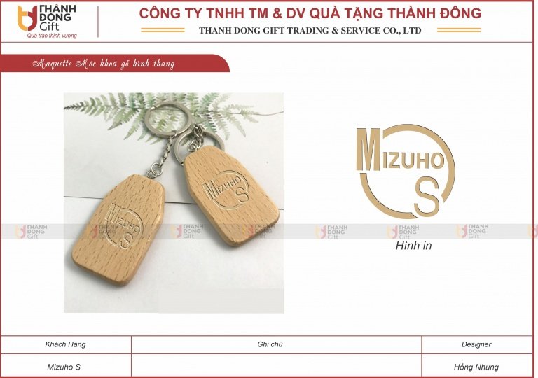 Móc Khoá Gỗ Hình Thang - Mizuho S